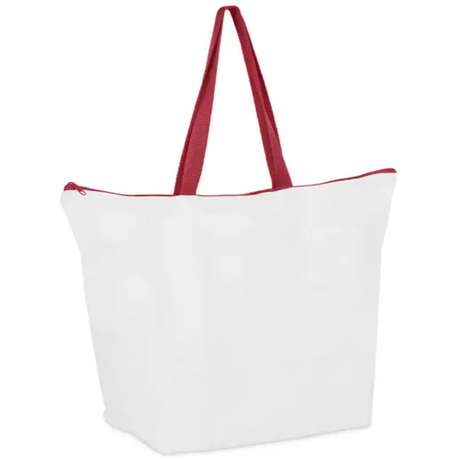 Hoppla Skyline Recycled PET Stitch-Bond Shopper With Zip Red